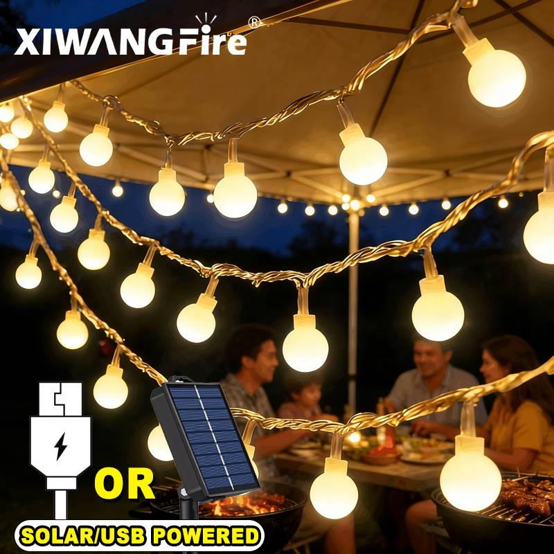 Lighting Decor Outdoor - ไฟประดับโซลาร์เซลล์/USB/แบตเตอรี่ 3-10 เมตร, ไฟ LED ลูกบอลทรงกลม,