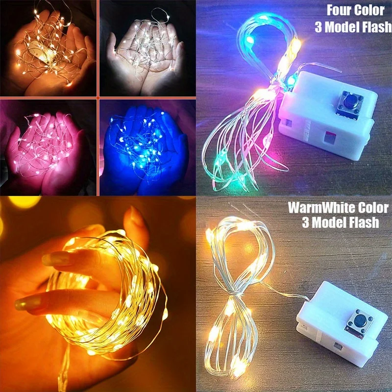Decor Lighting Pack - ไฟนางฟ้าขนาดเล็กกันน้ํา 10 แพ็คทองแดงพร้อมโหมดความเร็ว 3 โหมดสําหรับการตกแต่งคริสต์มาสและการใช้งานกลางแจ้งแบตเตอรี่ขับเคลื่อน