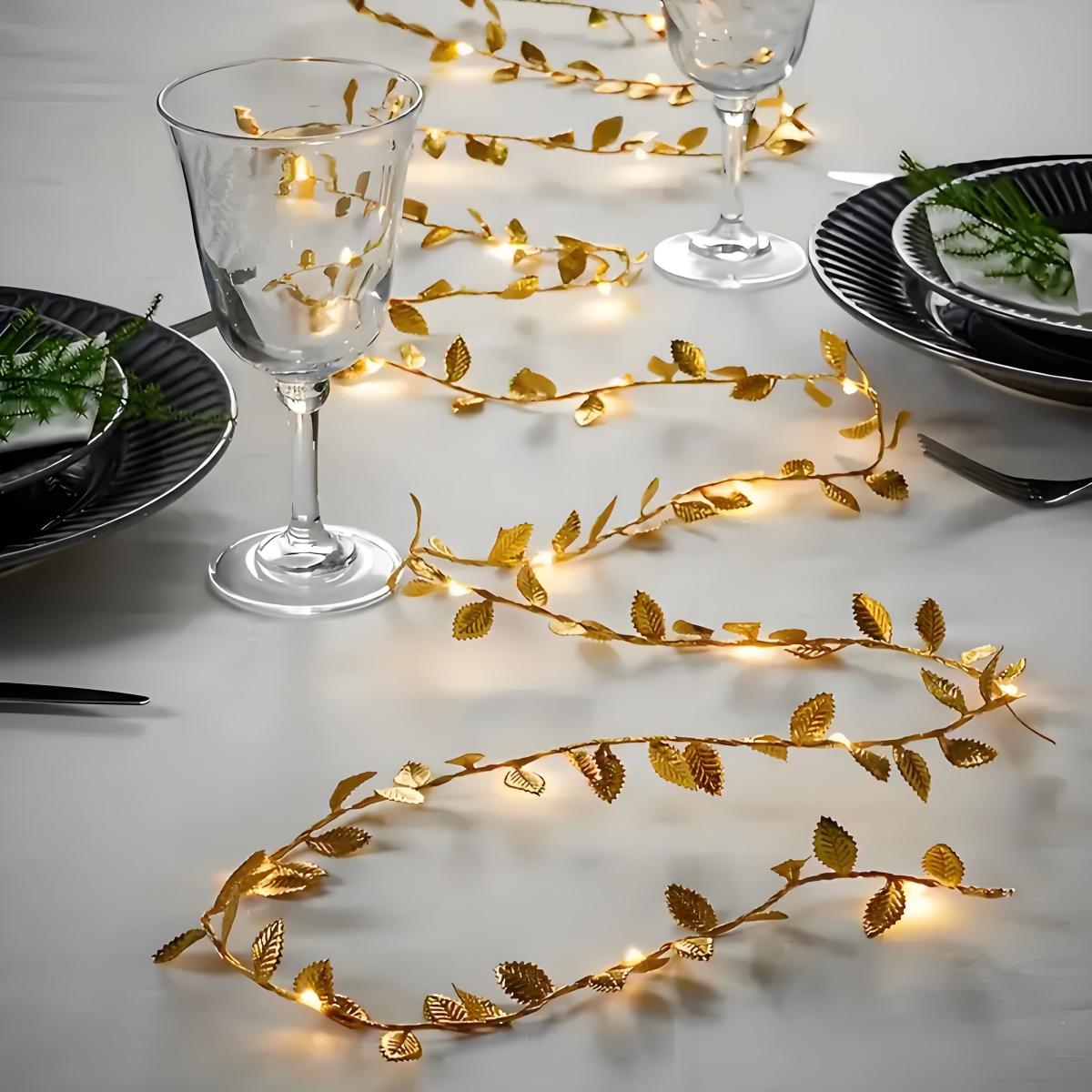 Lighting Decoration For Diwali - ไฟ LED รูปใบไม้สีทองแสนโรแมนติก - (รุ่นไฟ LED