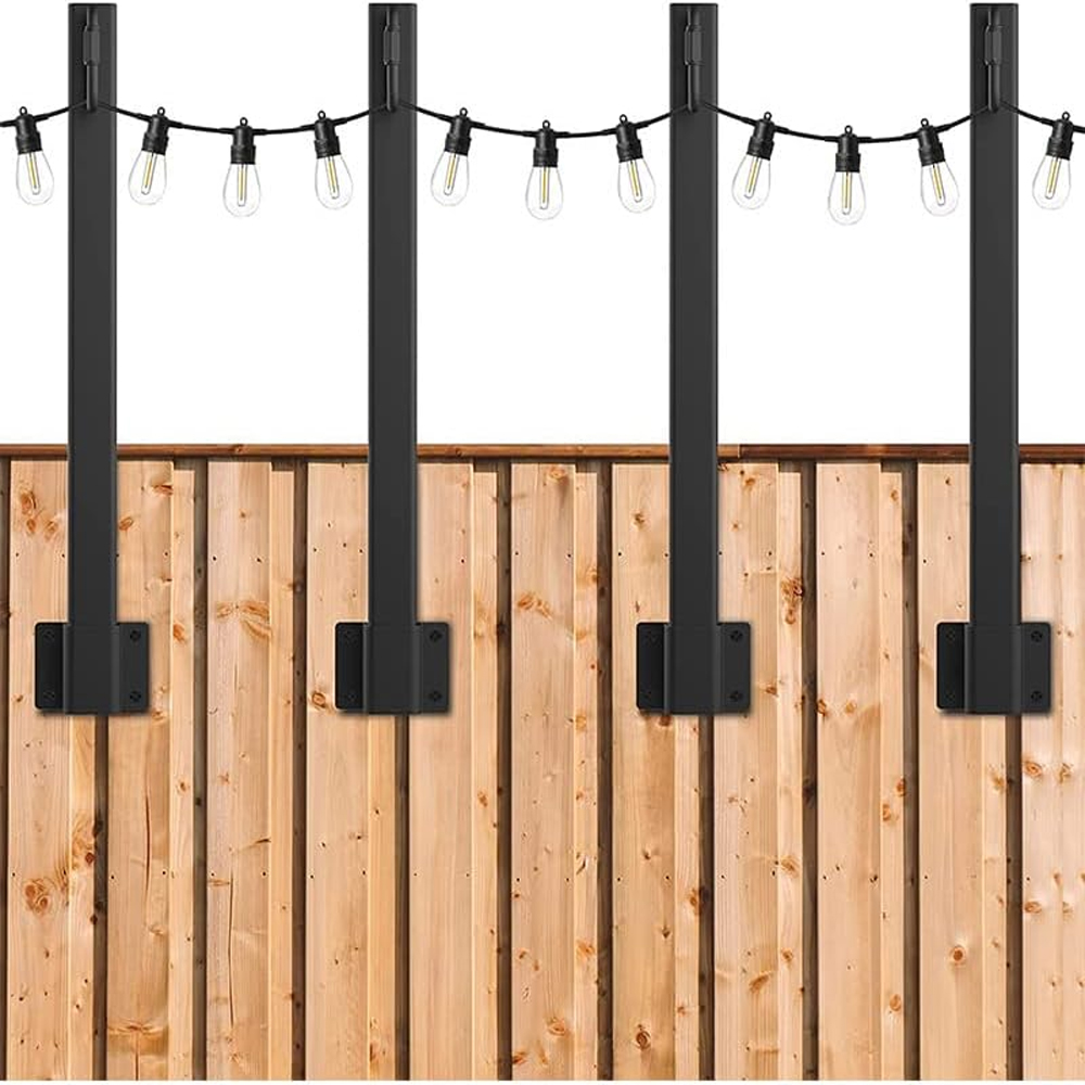 Lighting Decoration Stand - เสาไฟโลหะ 4 ชิ้น พร้อมคลิปหนีบสีดำ สำหรับแขวนตกแต่งสวน รั้ว
