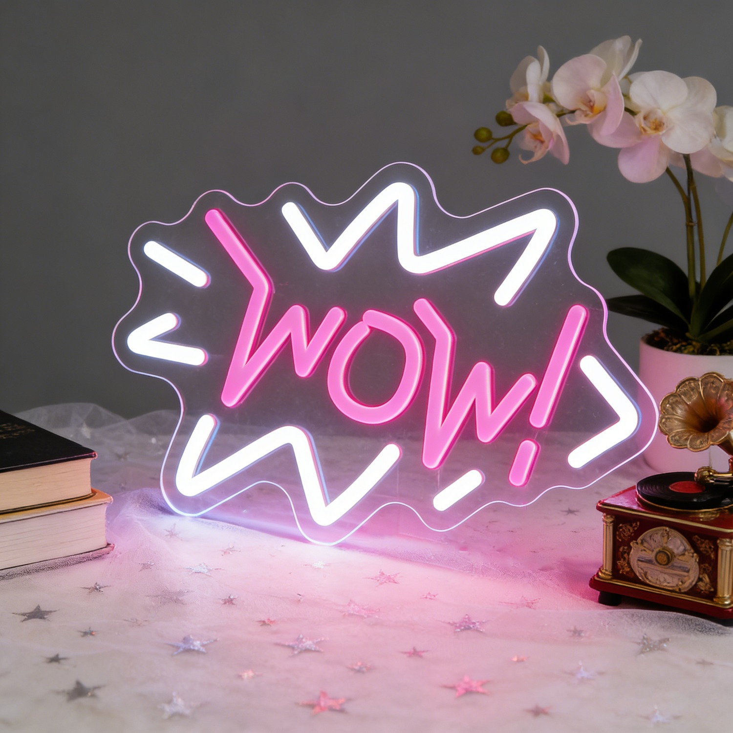 Lighting Decor Wow - ป้ายไฟนีออน LED ป๊อปอาร์ต ไฟประดับตกแต่งห้องนอน ห้องนั่งเล่น ห้องเด็กผู้หญิง