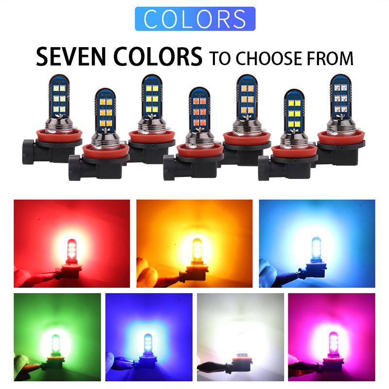 Colour Changing Bulb - 2 ชิ้น 7 สีสีเขียวสีส้ม H7 H11