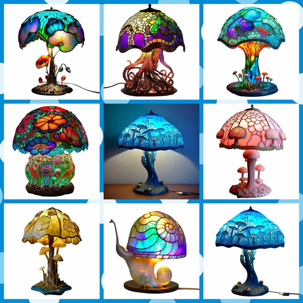 Mushroom Table Lamp - โคมไฟตั้งโต๊ะดีไซน์สวยงามคุณภาพสูง แสงนุ่มนวล รุ่น Plant Series โคมไฟรูปเห็ดเรซิ่นเรืองแสง