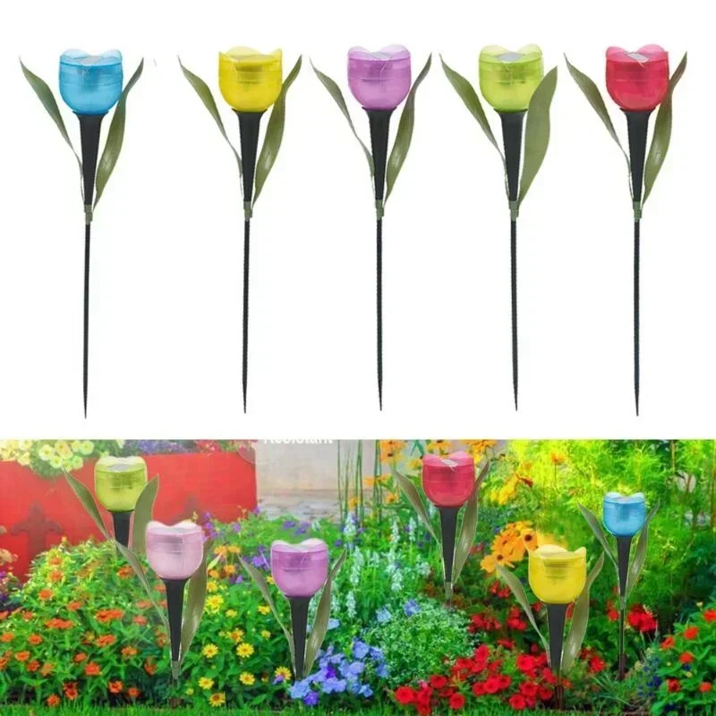 Lighting Decoration Stand - หลอดไฟรูปดอกทิวลิปสำหรับตกแต่งสวน, หลอดไฟ LED พลังงานแสงอาทิตย์กันน้ำหลอดไฟสำหรับสนามหญ้ากลางแจ้งงานปาร์ตี้1ชิ้น