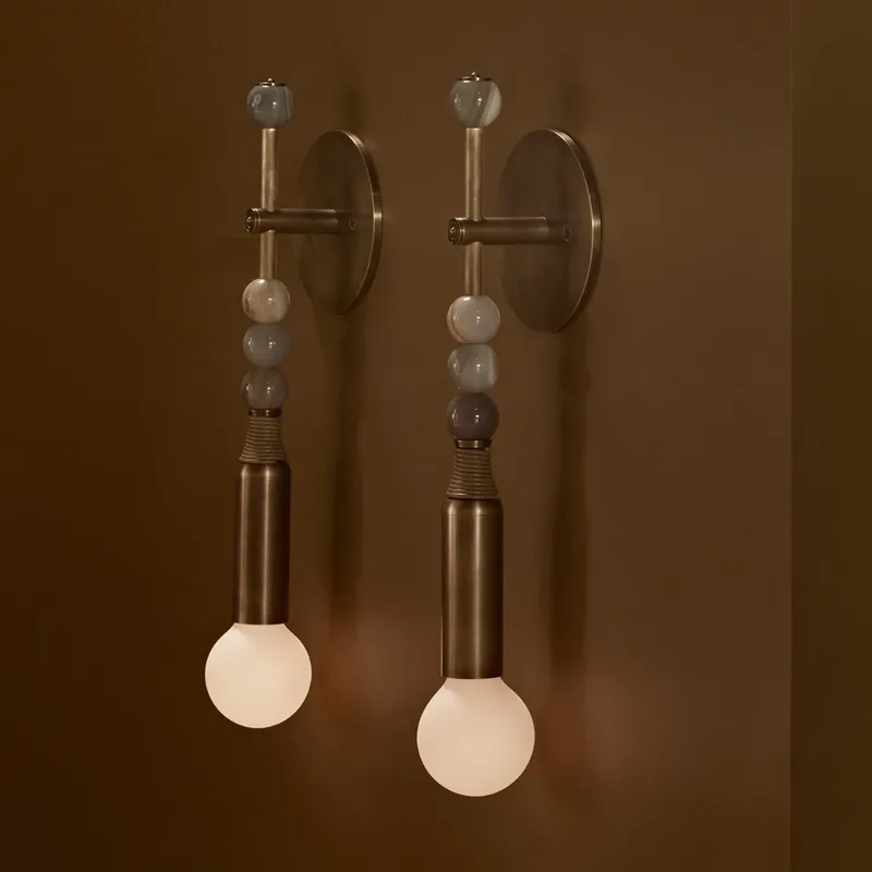 Lighting Decor Bedroom - โคมไฟติดผนังสไตล์นอร์ดิกวินเทจ สำหรับตกแต่งบ้าน ห้องนั่งเล่น ห้องนอน โรงแรม ทำจากทองเหลืองแท้