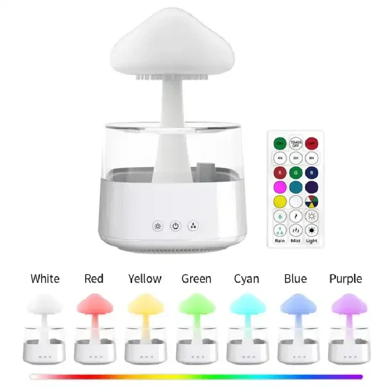 Mushroom Table Lamp - เครื่องเพิ่มความชื้นในอากาศรูปเมฆและหยดน้ำฝน พร้อมไฟ LED หลากสีสัน รูปทรงเห็ด ป่าฝน