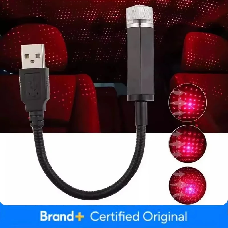 Star Projector Night - ไฟโปรเจคเตอร์ดาวบนหลังคารถยนต์ LED สไตล์โรแมนติก สร้างบรรยากาศกาแล็กซี่ ใช้พอร์ต USB