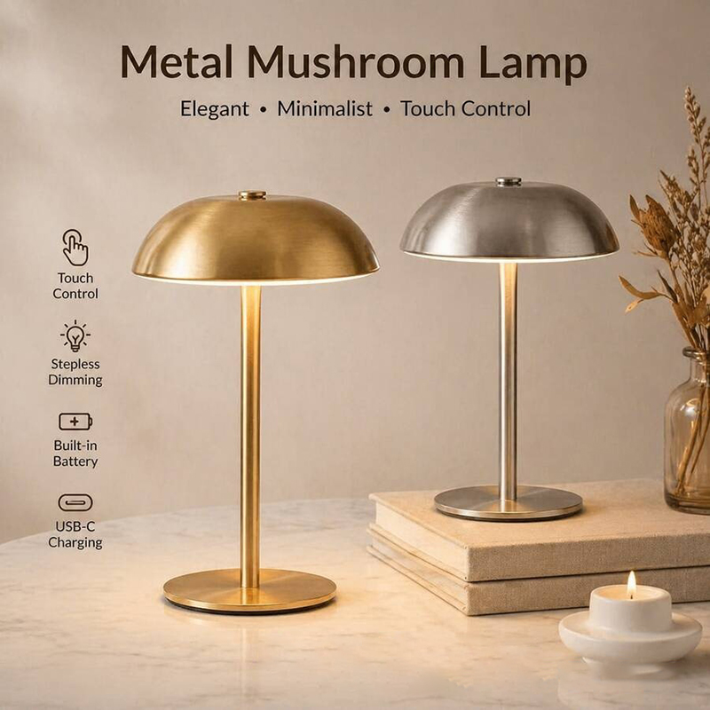 Mushroom Table Lamp - โคมไฟตั้งโต๊ะรูปเห็ดน่ารัก ควบคุมด้วยระบบสัมผัส ปรับแสงได้ 3 สี ไร้สาย