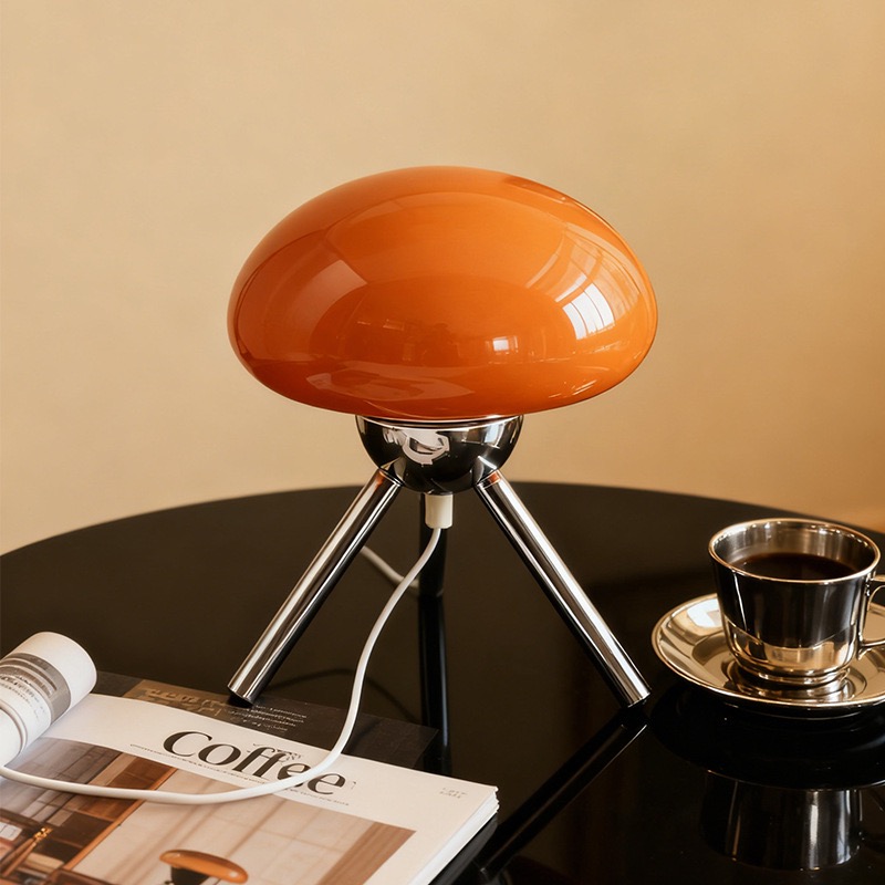 Mushroom Table Lamp - โคมไฟตั้งโต๊ะทรงเห็ดแก้วสไตล์ Bauhaus Nordic Ins สำหรับสาวๆ ควบคุมด้วยรีโมท