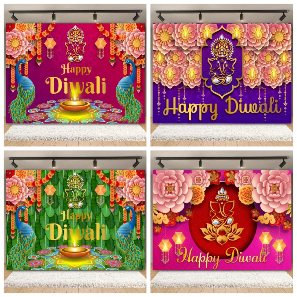 Lighting Decoration For Diwali - ฉากหลังเทศกาลดิวาลีสุขสันต์ อุปกรณ์ตกแต่งงานปาร์ตี้แบบดั้งเดิมของอินเดีย ฉากหลังเทียนหอมสำหรับถ่ายภาพในสตูดิโอ