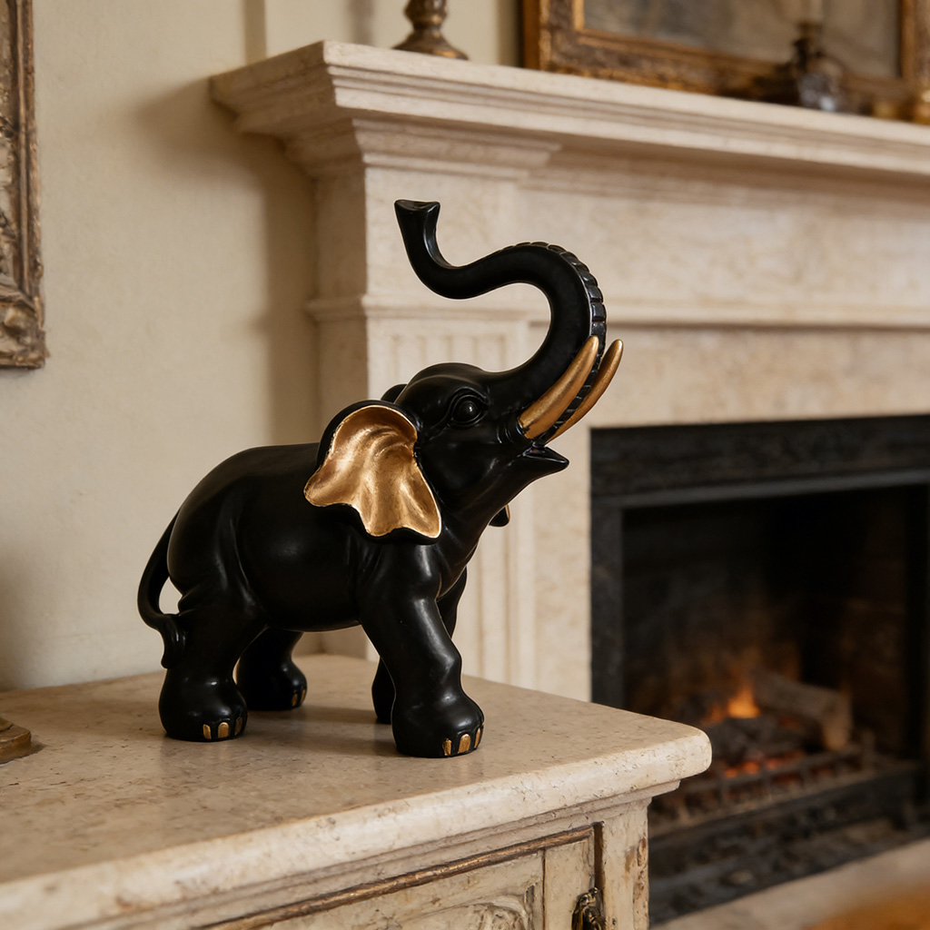 รูปปั้นช้างนำโชคสีดำและทอง 1 ช - Lighting Room Decor Items บทวิจารณ์และราคา