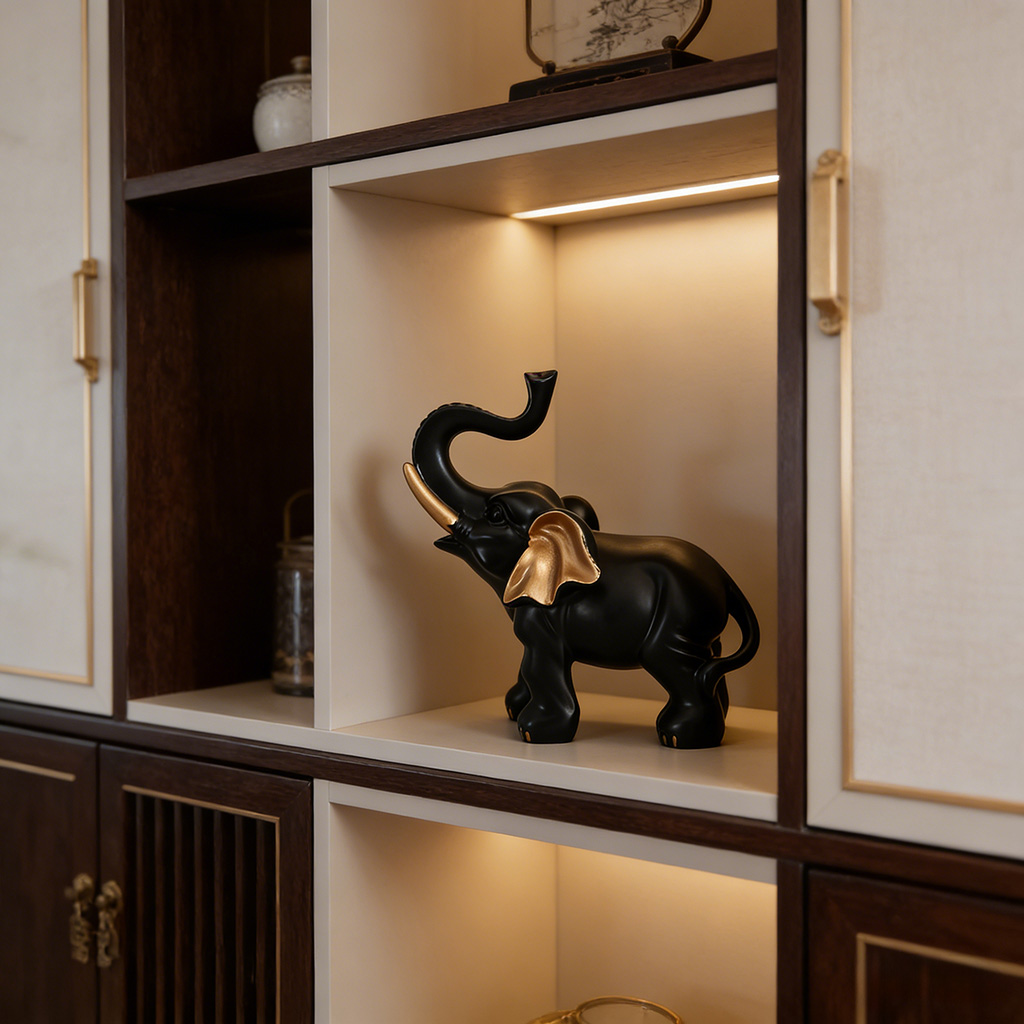 รูปปั้นช้างนำโชคสีดำและทอง 1 ช - Lighting Room Decor Items บทวิจารณ์และราคา