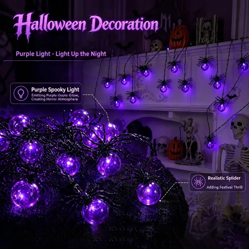 ไฟสาย LED รูปแมงมุมใช้พลังงานจ - Lighting Decor Outdoor บทวิจารณ์และราคา
