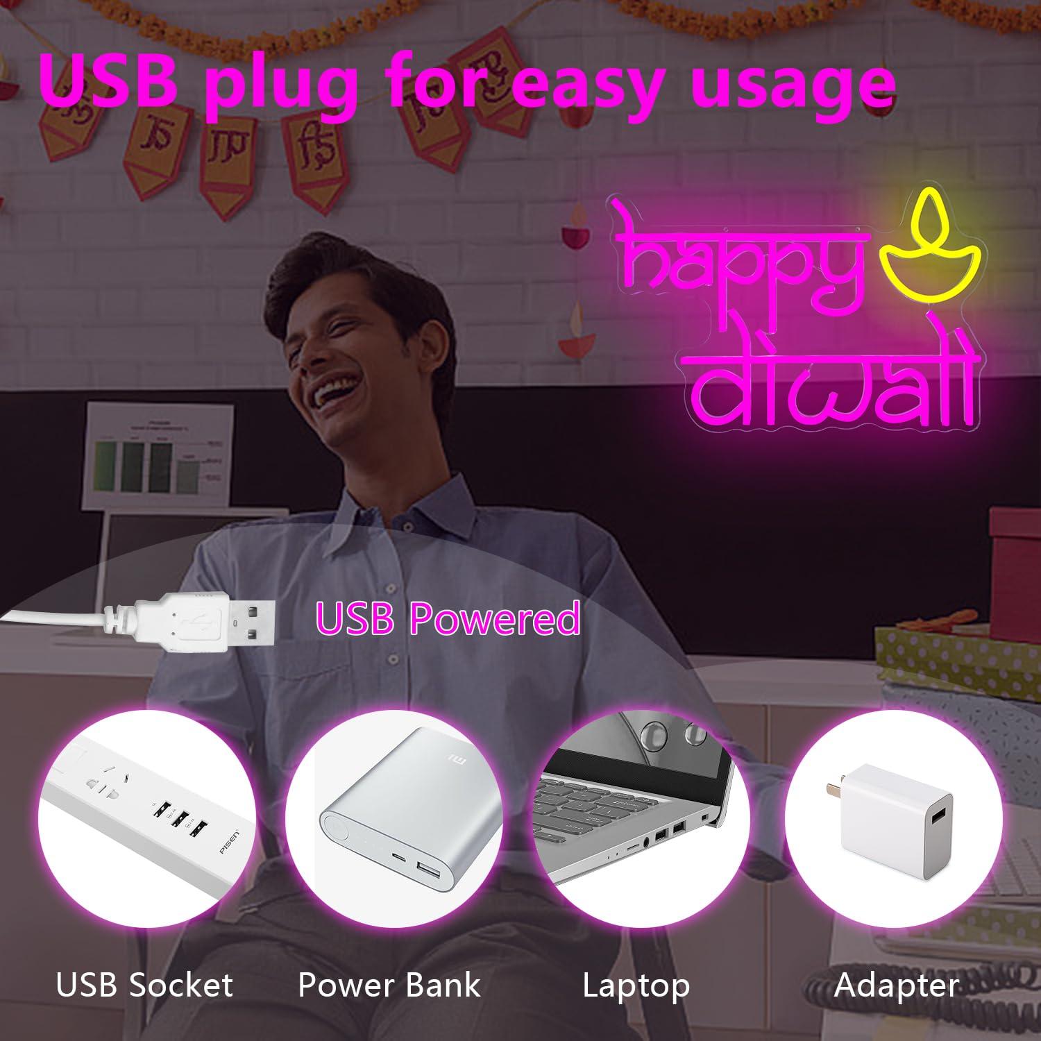 ป้ายไฟนีออนดีวาลี ใช้พลังงานจา - Lighting Decoration For Diwali บทวิจารณ์และราคา