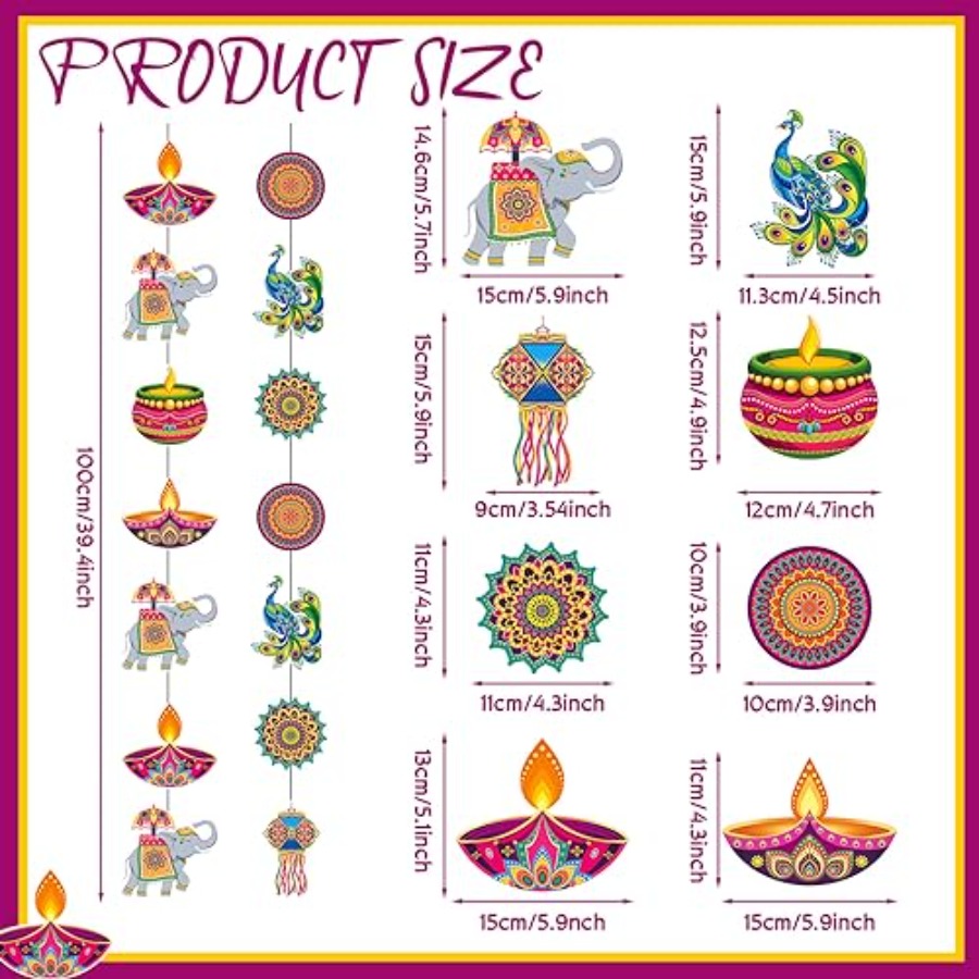 8 ชิ้น ของตกแต่งแขวนสำหรับเทศก - Lighting Decoration For Diwali บทวิจารณ์และราคา