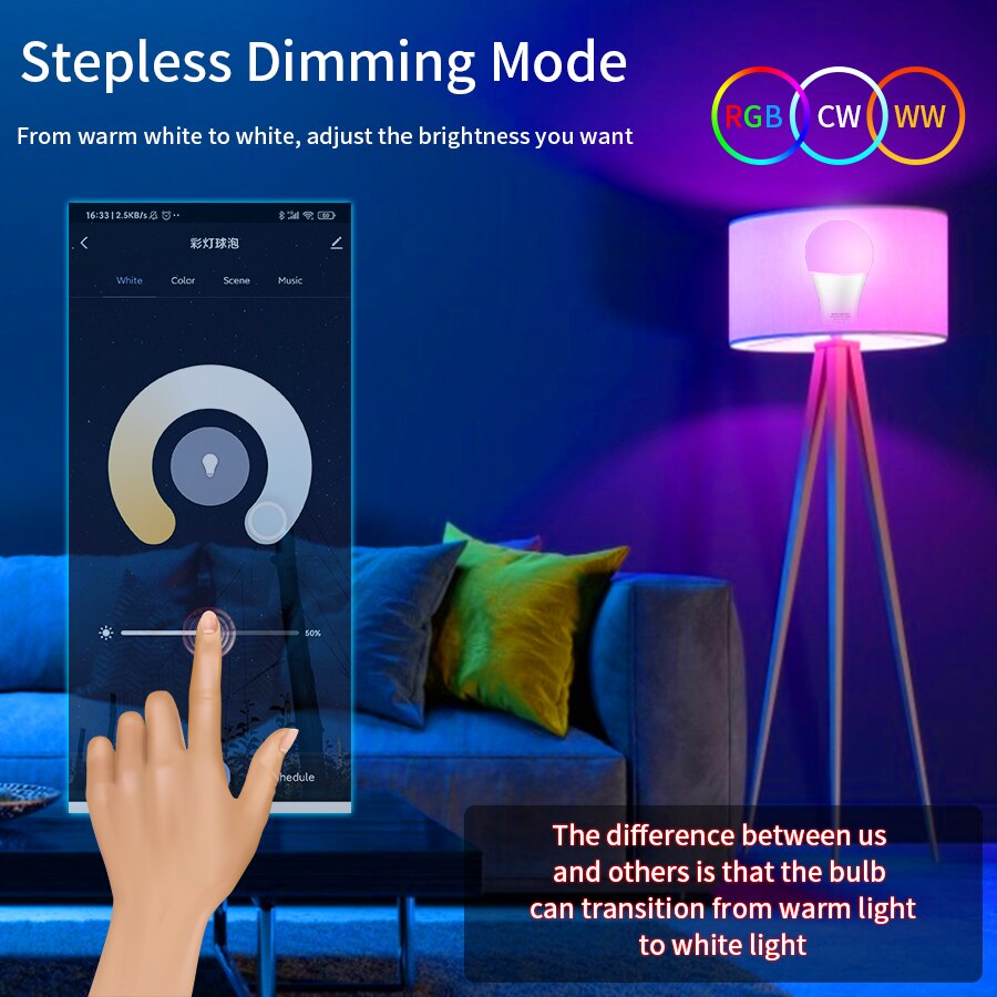 หลอดไฟ LED บลูทูธ Tuya ปรับควา - Colour Changing Bulb บทวิจารณ์และราคา