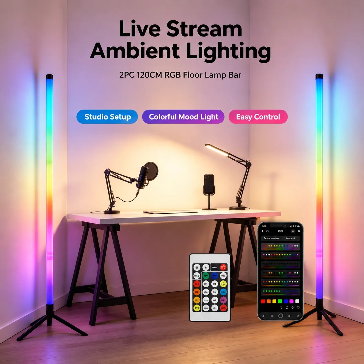 โคมไฟตั้งพื้น RGB ขนาด 120 ซม. - Lighting Decoration For Home บทวิจารณ์และราคา