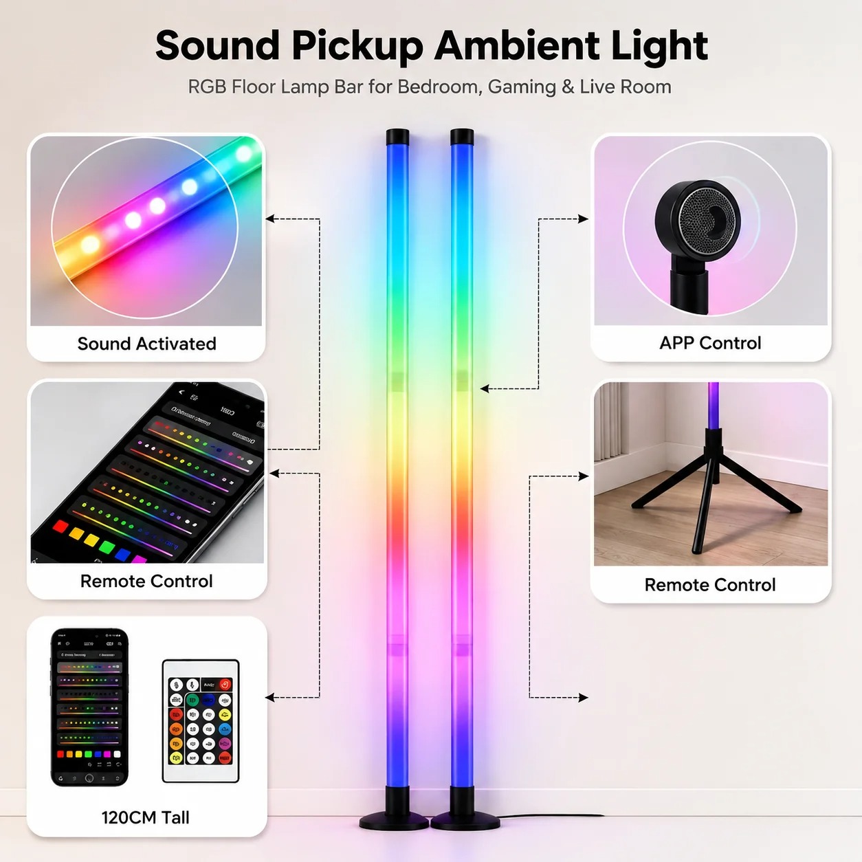 โคมไฟตั้งพื้น RGB ขนาด 120 ซม. - Lighting Decoration For Home บทวิจารณ์และราคา