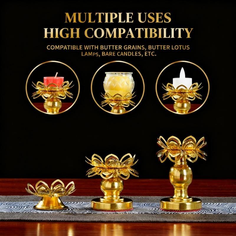 เชิงเทียนทองเหลืองลายดอกบัว 2  - Lighting Decoration For Diwali บทวิจารณ์และราคา